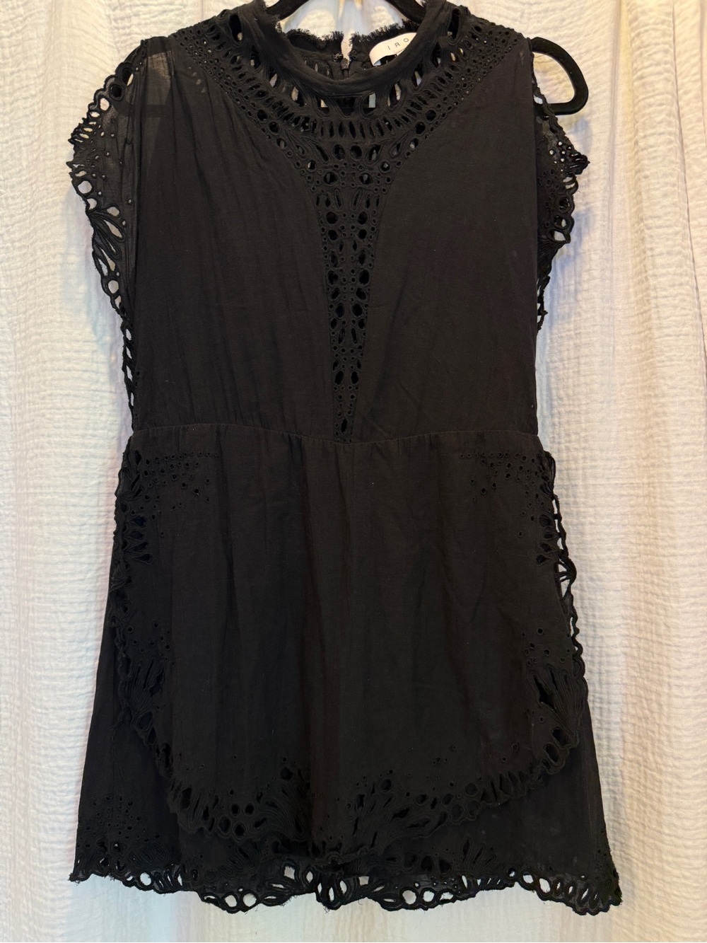 IRO Black Eyelet Lace Detail Sleeveless Top